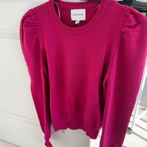 Pink Rose Women's Vibrant Magenta/Hot Pink Crew Neck Sweater